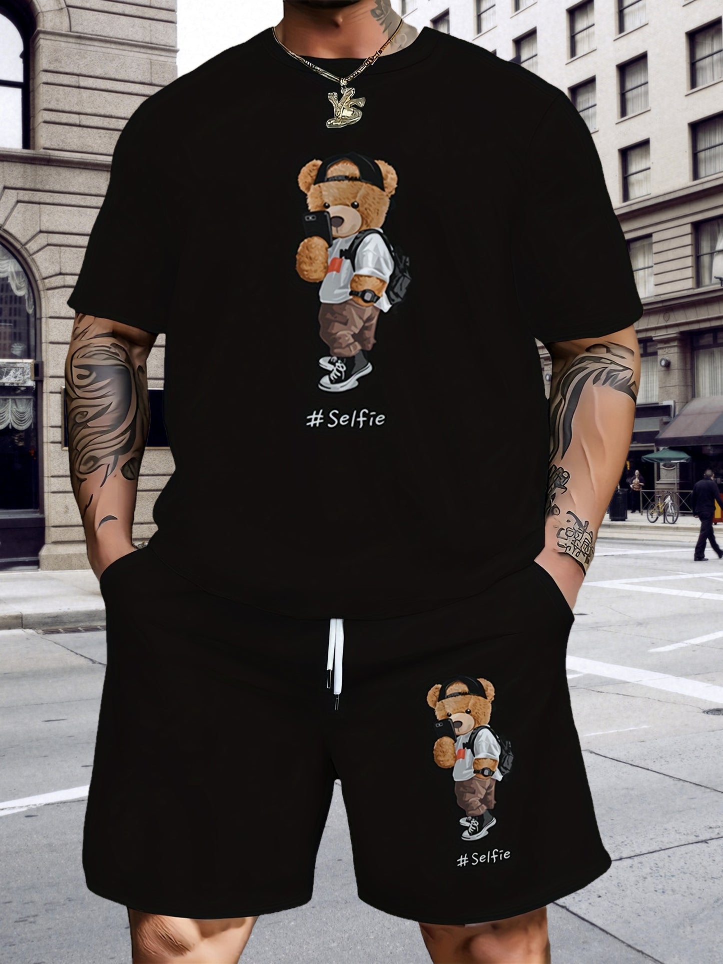 Ensemble t-shirt et short décontractés grande taille pour homme