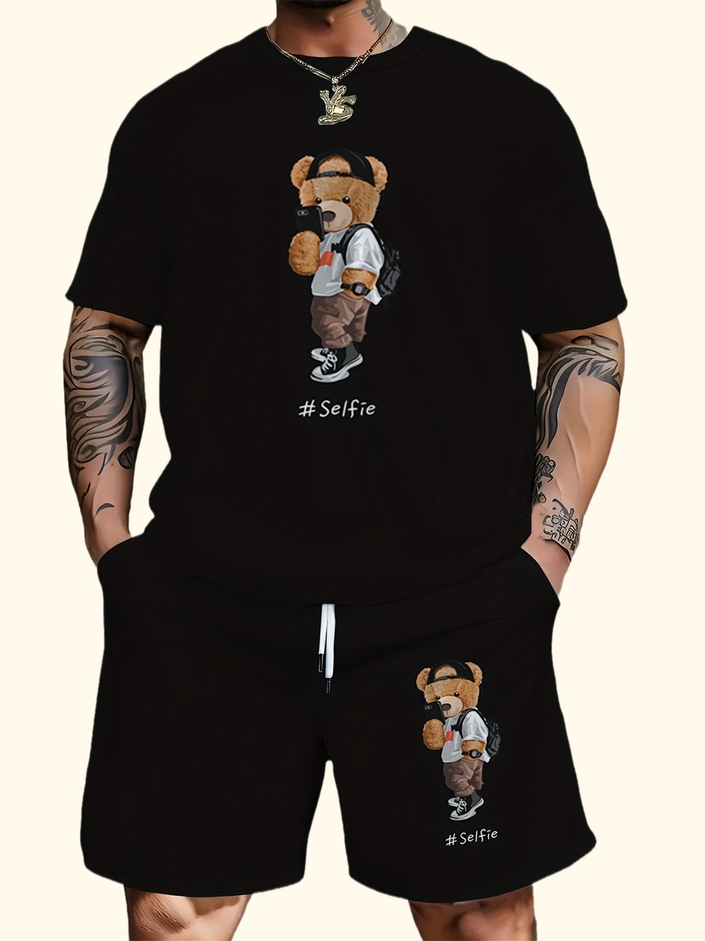 Ensemble t-shirt et short décontractés grande taille pour homme