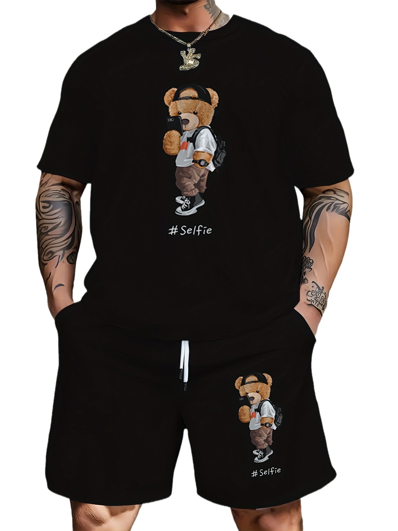 Ensemble t-shirt et short décontractés grande taille pour homme