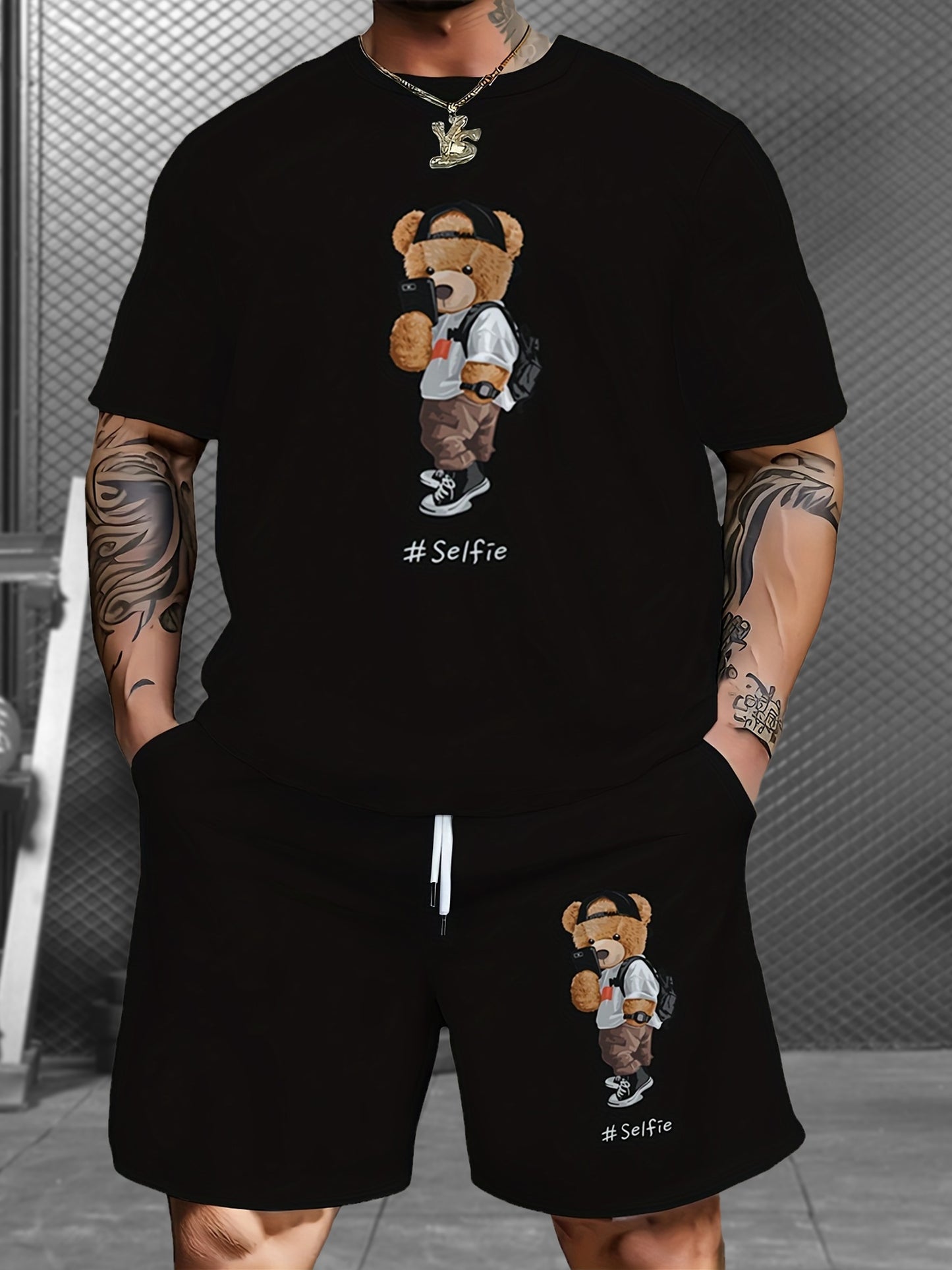 Ensemble t-shirt et short décontractés grande taille pour homme