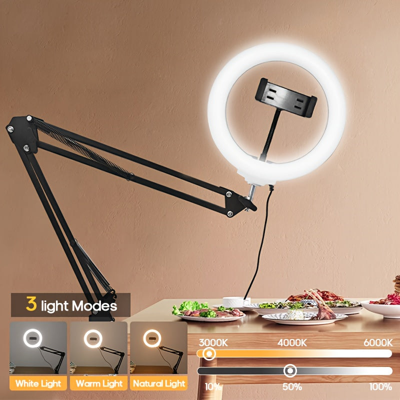 Anneau lumineux intelligent LED avec support pour téléphone et éclairage