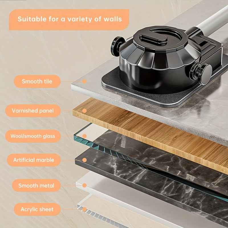 Musurjoy Bathroom Shower System Wall Mounted Showerhead Bracket, Adjustable Angle Showerhead Bracket, Silvery-Black-Gray, No Drill Installation, Wall Mount, Father's Day Gift, New Summer Product
