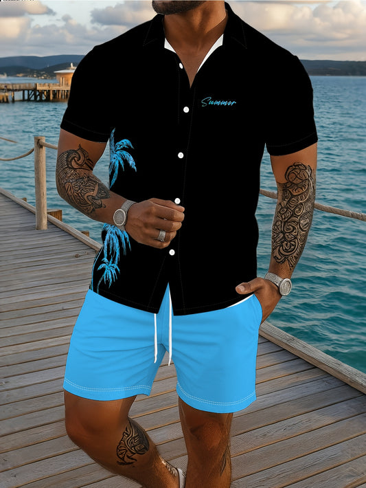 Ensemble chemise à manches courtes imprimée et short