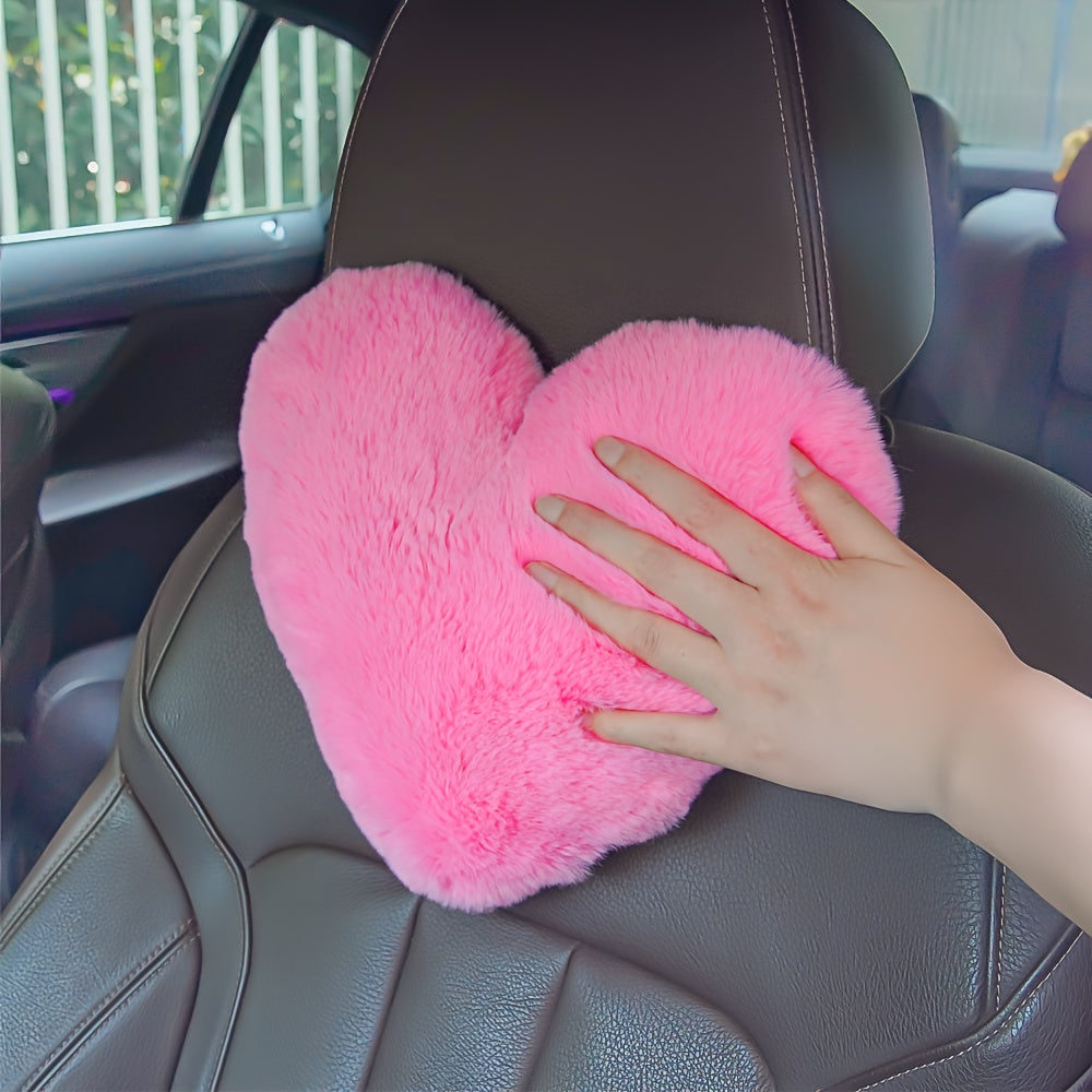 Appuie-tête de voiture (2 pièces), coussin en peluche en forme de cœur