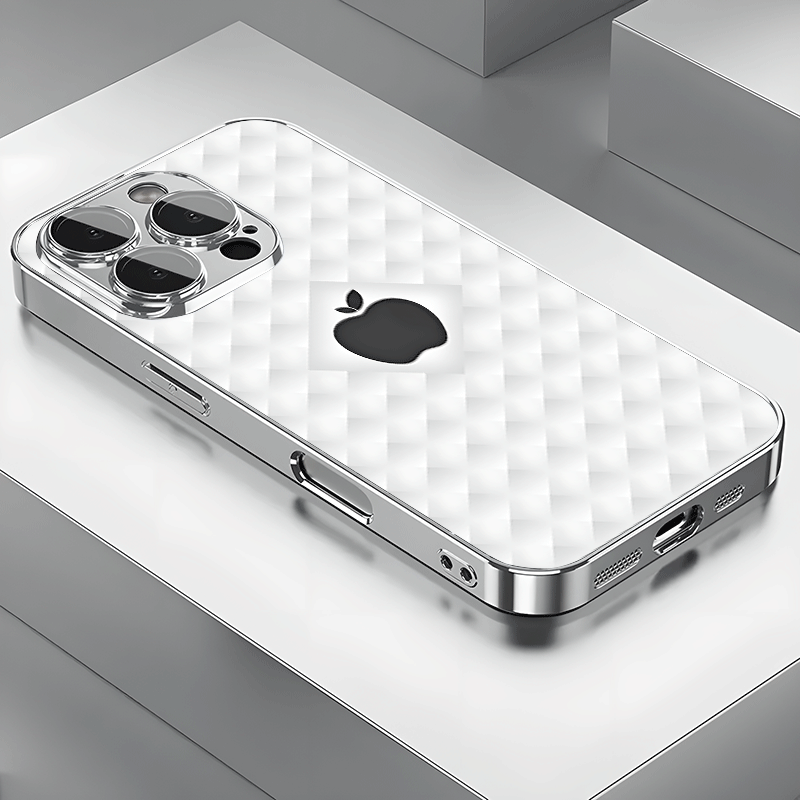 Coque rigide en verre trempé galvanisé avec motif dégradé blanc et noir - Topdecheztop.fr