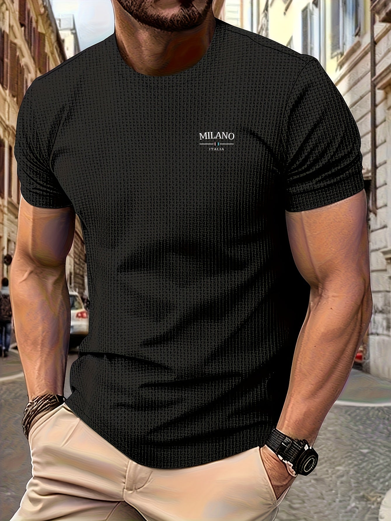 T-shirt à manches courtes et col ras du cou pour homme - Topdecheztop.fr