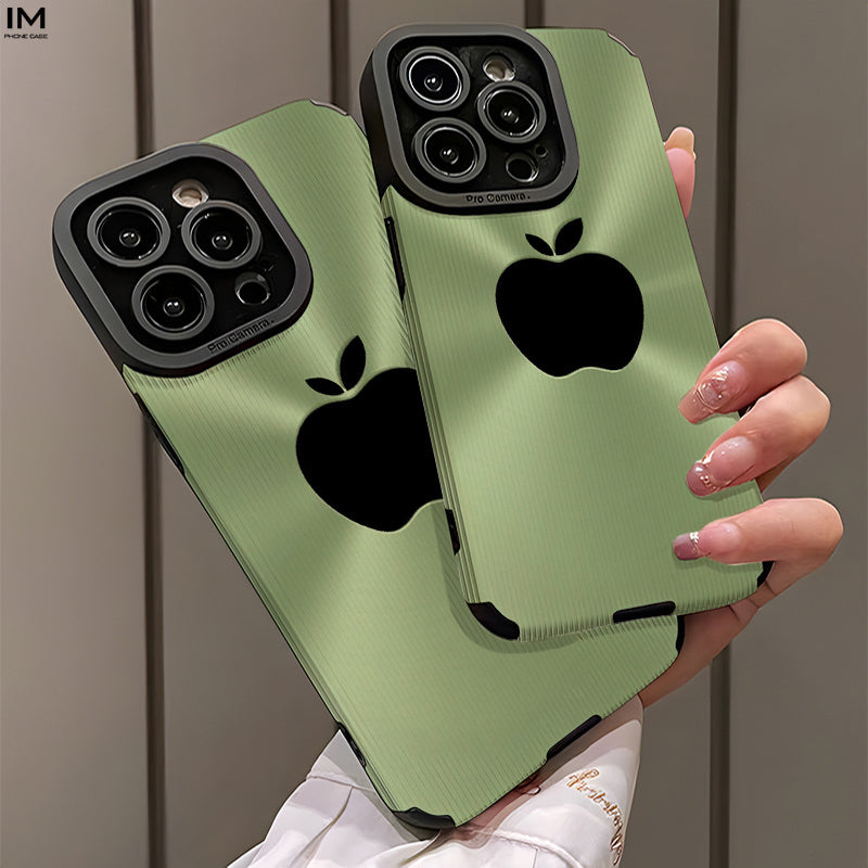Coque de téléphone avec motif de pommes noires sur fond vert