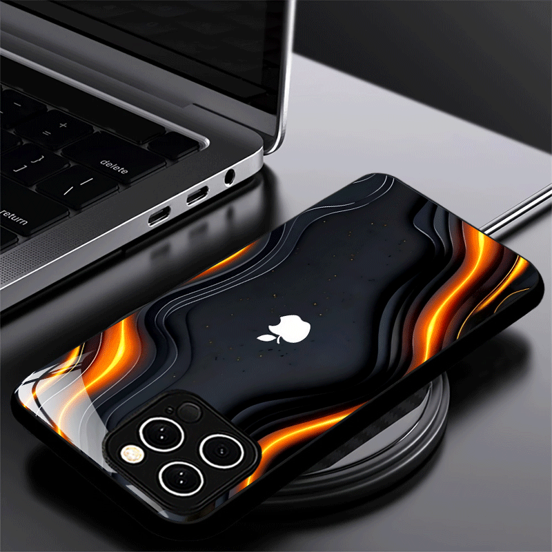 Coque en verre dépoli avec motif logo Apple