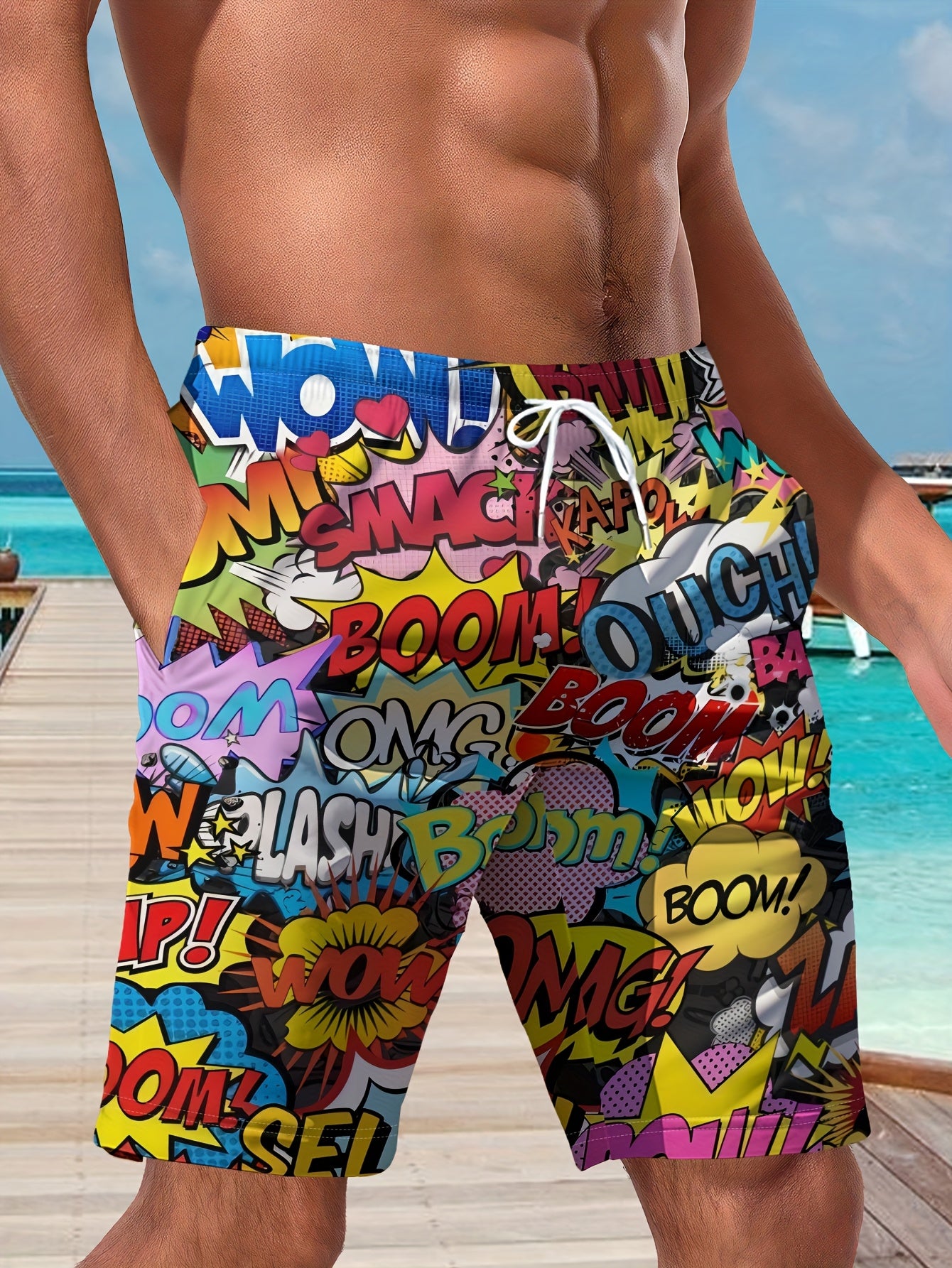 Short de bain homme imprimé tropical