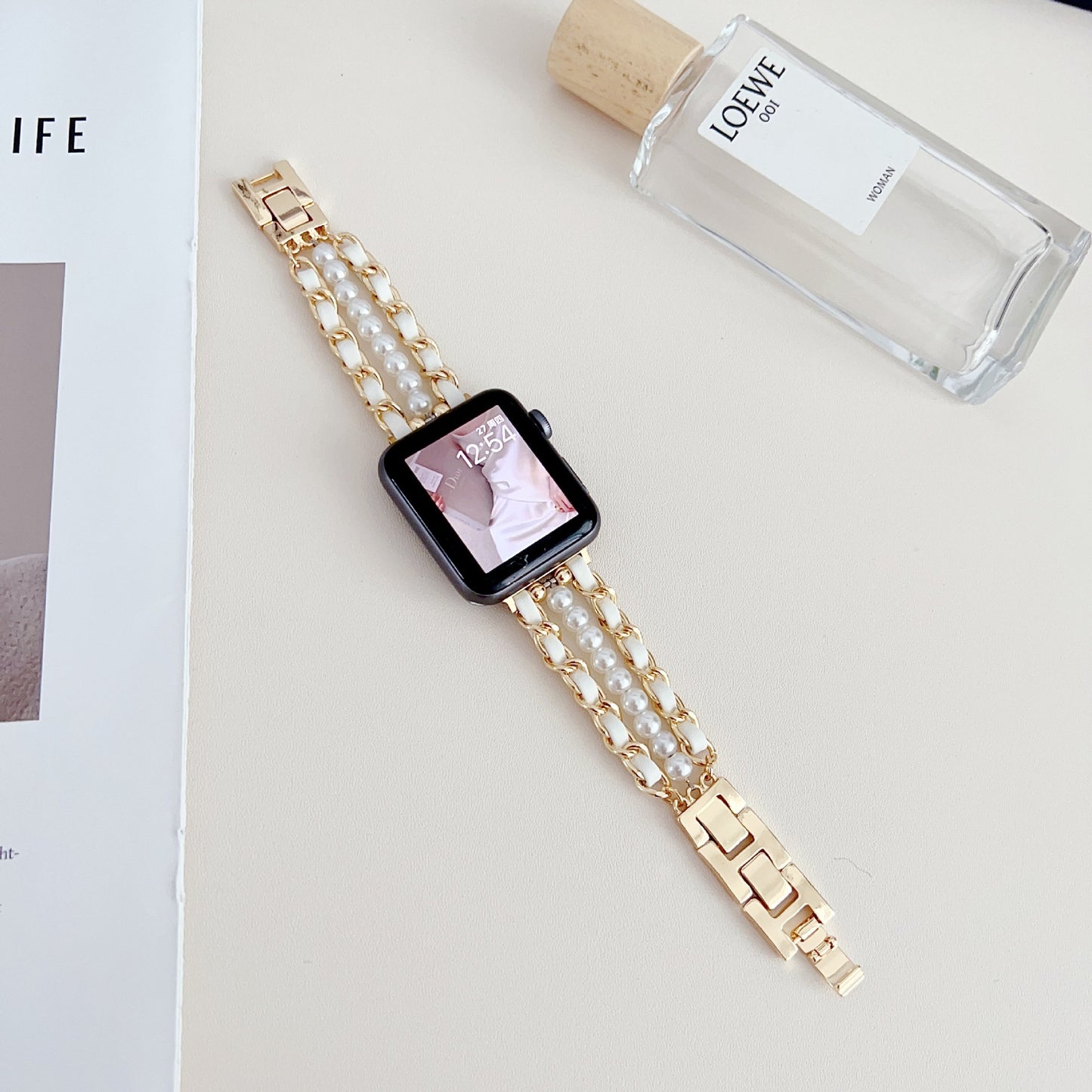 Bracelet de montre en cuir avec perles métalliques - Topdecheztop.fr