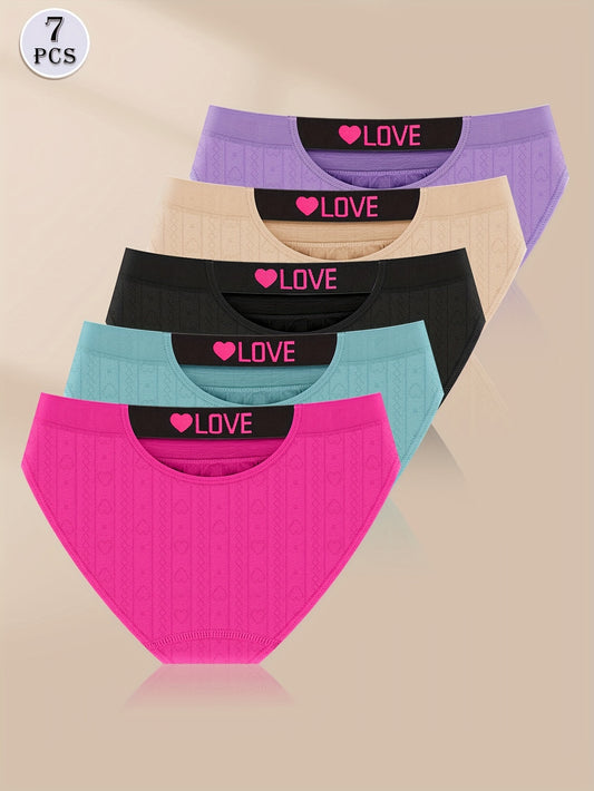 Lot de 7 slips ajourés sans coutures, imprimés