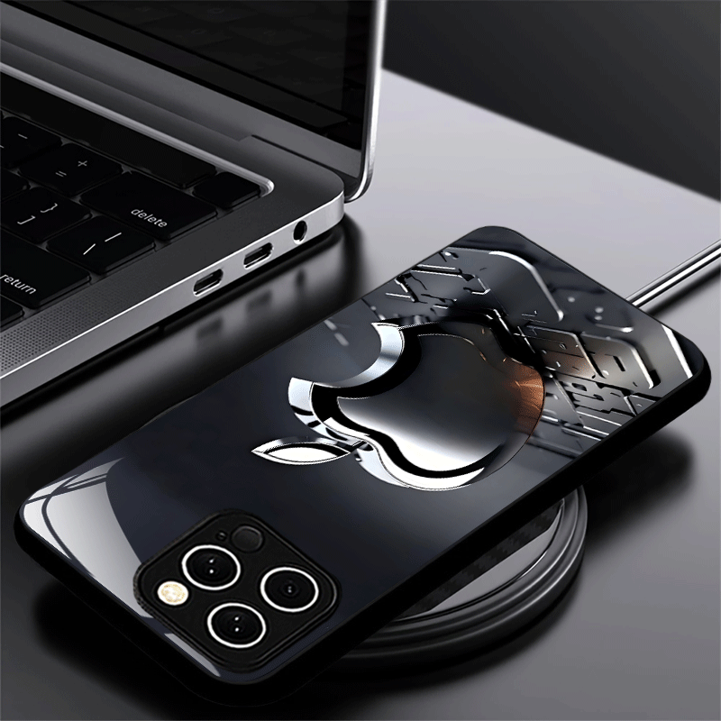 Coque en verre dépoli avec logo Apple