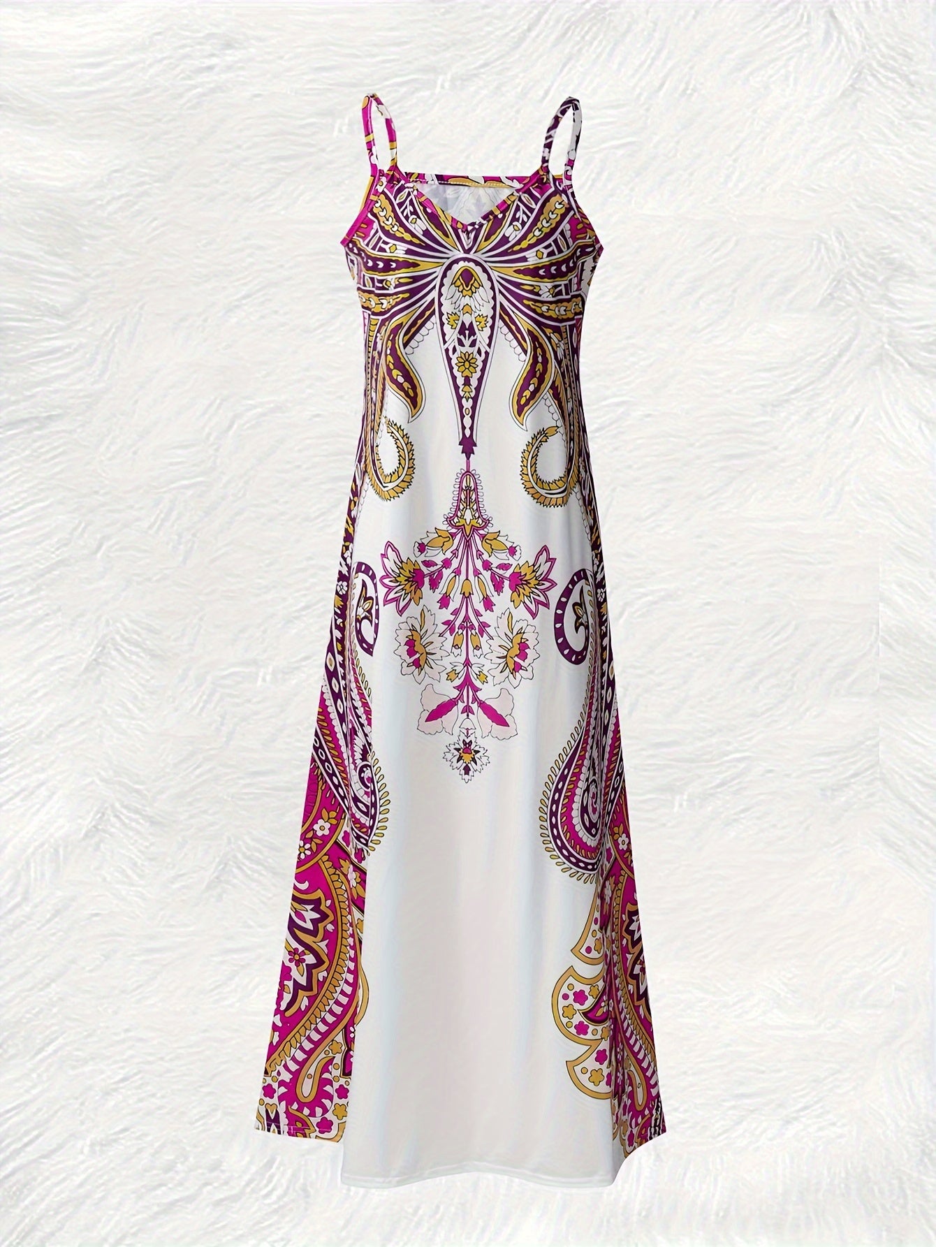 Robe camisole imprimé floral et col en V, robe décontractée sans manches - Topdecheztop.fr
