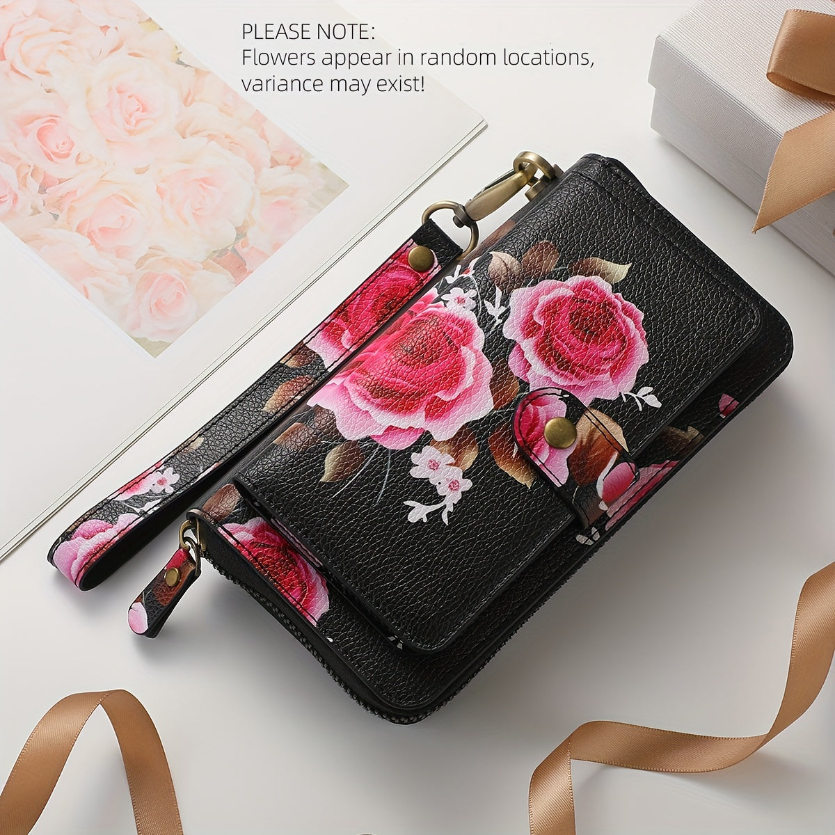 Sac à main en cuir PU à motif floral avec fermeture éclair - Topdecheztop.fr