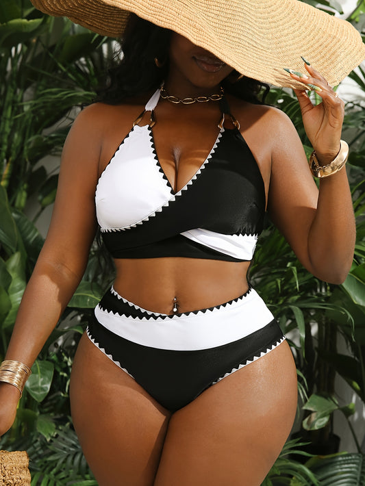 Maillot de bain deux pièces bikini grande taille pour femme