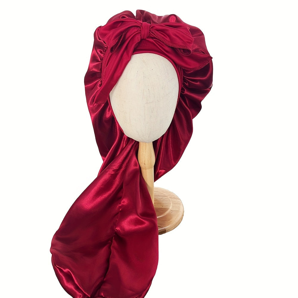 Lot de 2 bonnets de nuit extra longs en satin à nouer - Topdecheztop.fr