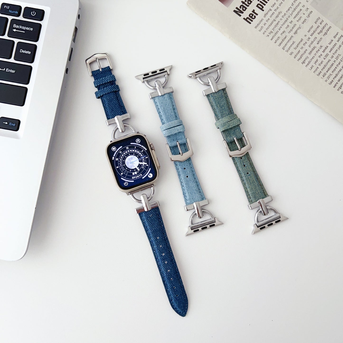 Nouveau bracelet fin en denim en métal