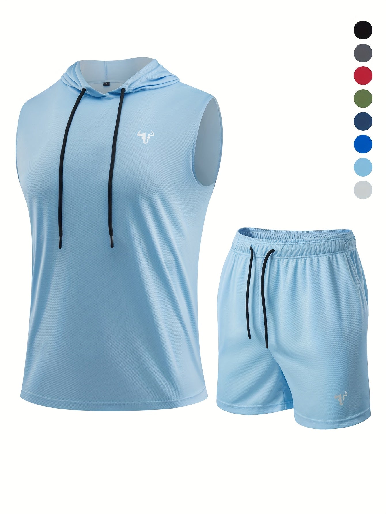 2pcs Men's Casual Sportswear Set, Drawstring Hooded Vest and Soft Comfortable Outdoor Pants, Polyester Knit Fabric - Cool, Breathable, Quick-Dry, Soft & Cozy Multifunctional Gym Wear for Daily Workouts, Running, Cycling, Fish - Topdecheztop.fr