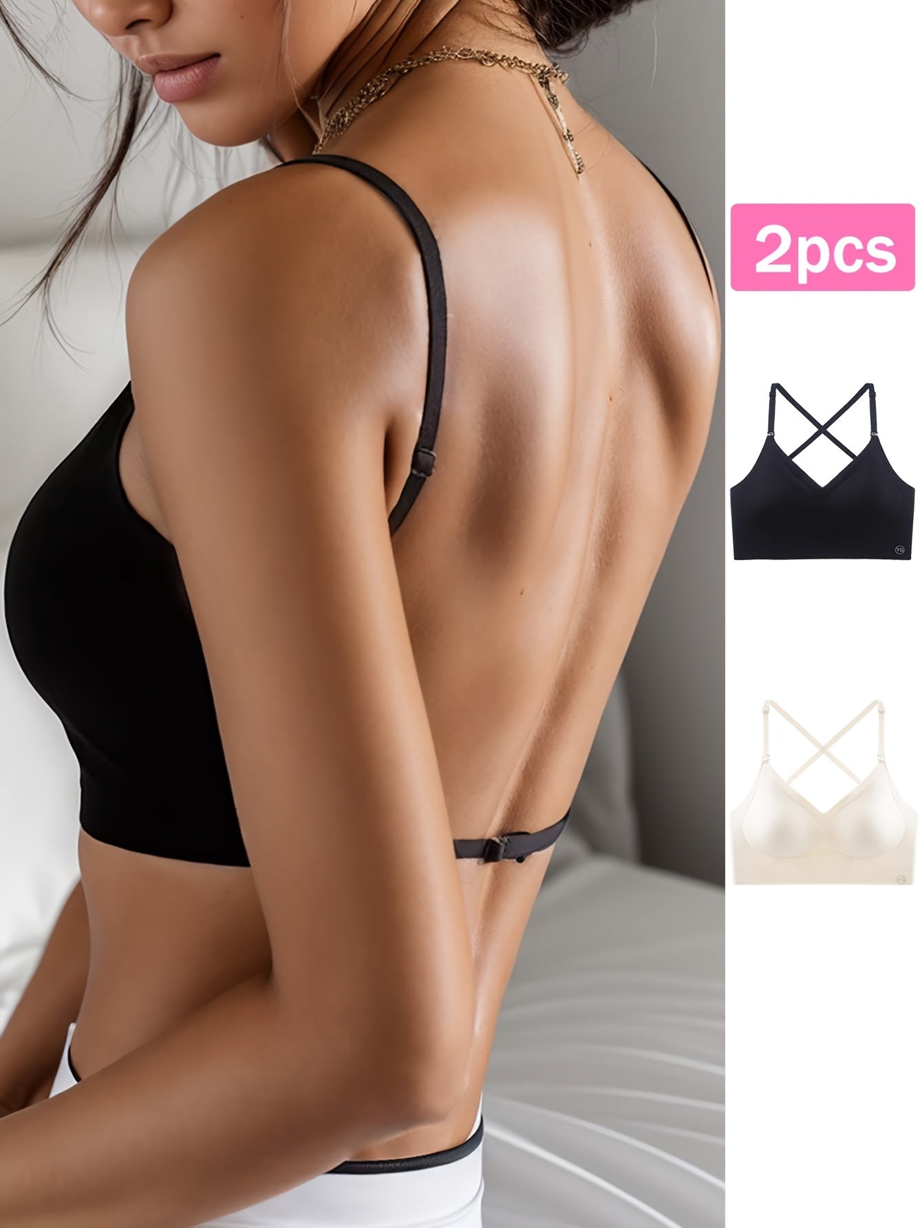 Ensemble soutien-gorge dos nu sans coutures, 2 PCS - Topdecheztop.fr