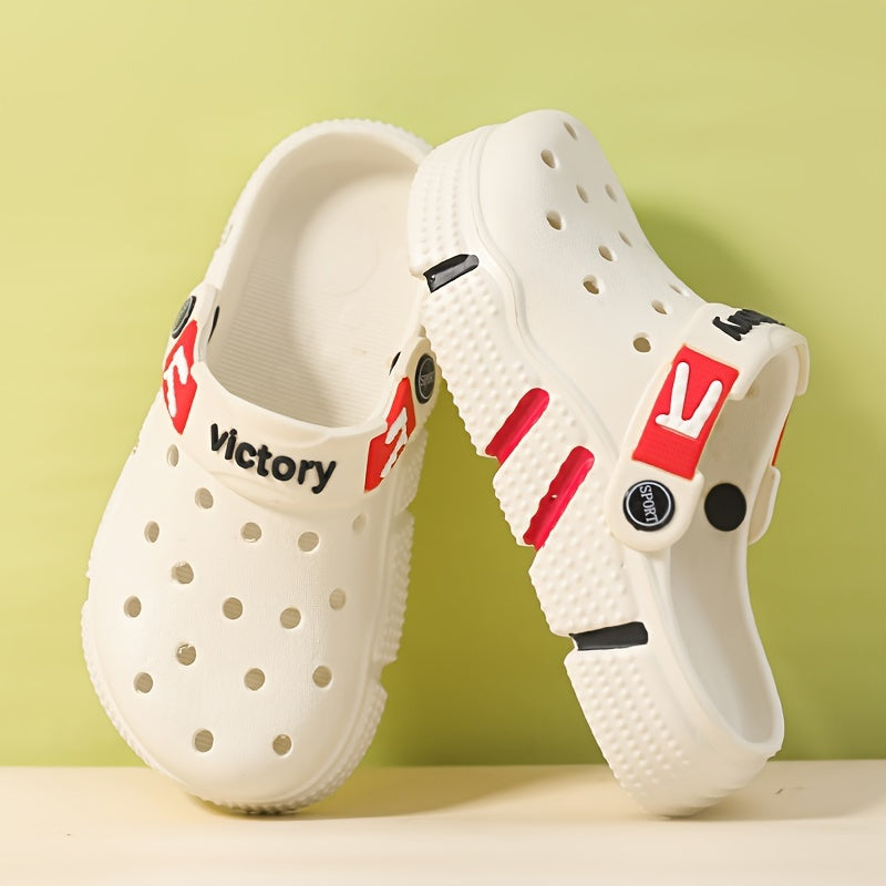 Victory Youngsters' Breathable Clogs - Comfortable, Non-Slip EVA Sandals for Boys & Girls, Durable for Indoor/Outdoor Use, All-Season Footwear in Black, Gray, White, Indoor Outdoor Clogs|Slipon Clogs|Durable Youngsters's Sand - Topdecheztop.fr