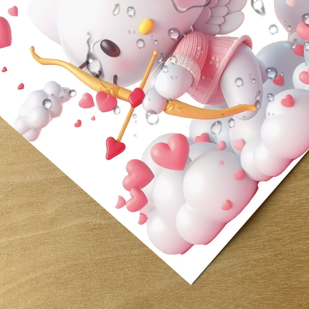 1pc Sanrio Hello Kitty Valentine's Day Toilet Sticker - Waterproof Self-Adhesive Bathroom Decal with Love Hearts & Arrows, Cute Cartoon Design for Home Decor - Topdecheztop.fr