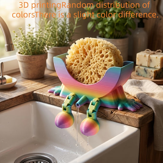 Support éponge d'évier imprimé en 3D, support éponge pour évier de cuisine, organisateur de cuisine amusant, pour salle de bain, appartement, hôtel, restaurant, comptoir mural (distribution aléatoire des couleurs)