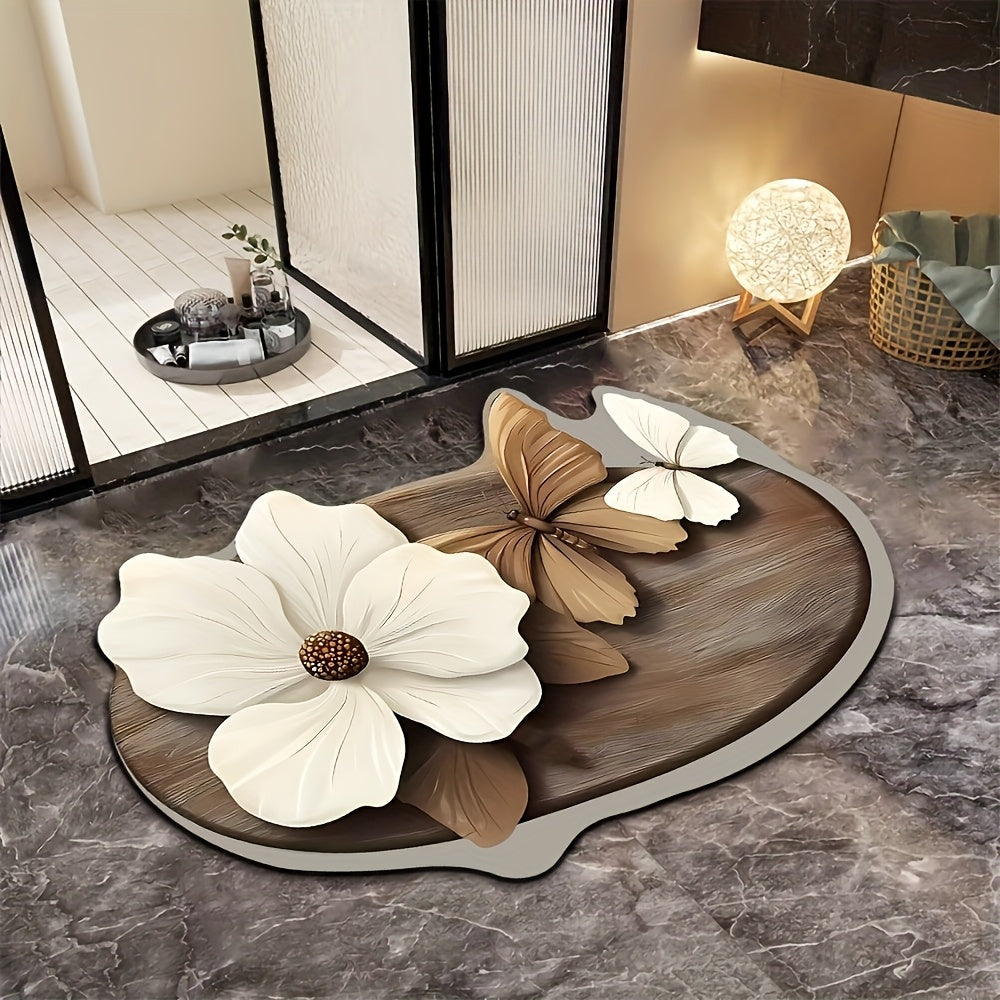 Tapis de bain papillon à motif floral
