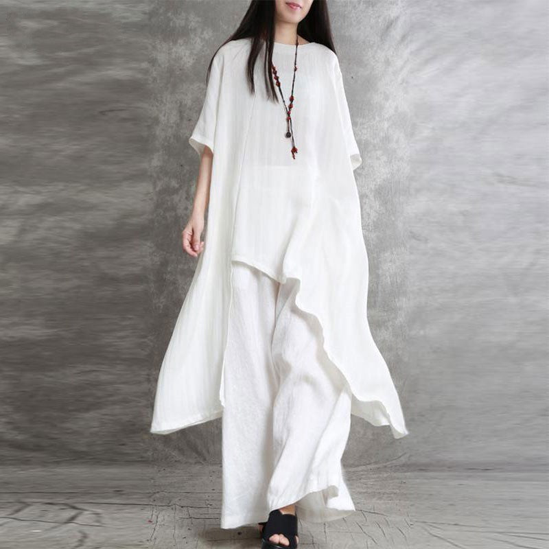 Ensemble 2 pièces en coton et lin pour femme - Topdecheztop.fr