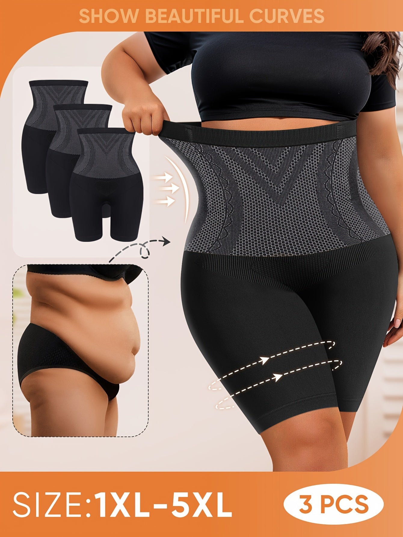 3-Pack Plus Size Women's Shaping Panties, High Elasticity Briefs - Topdecheztop.fr