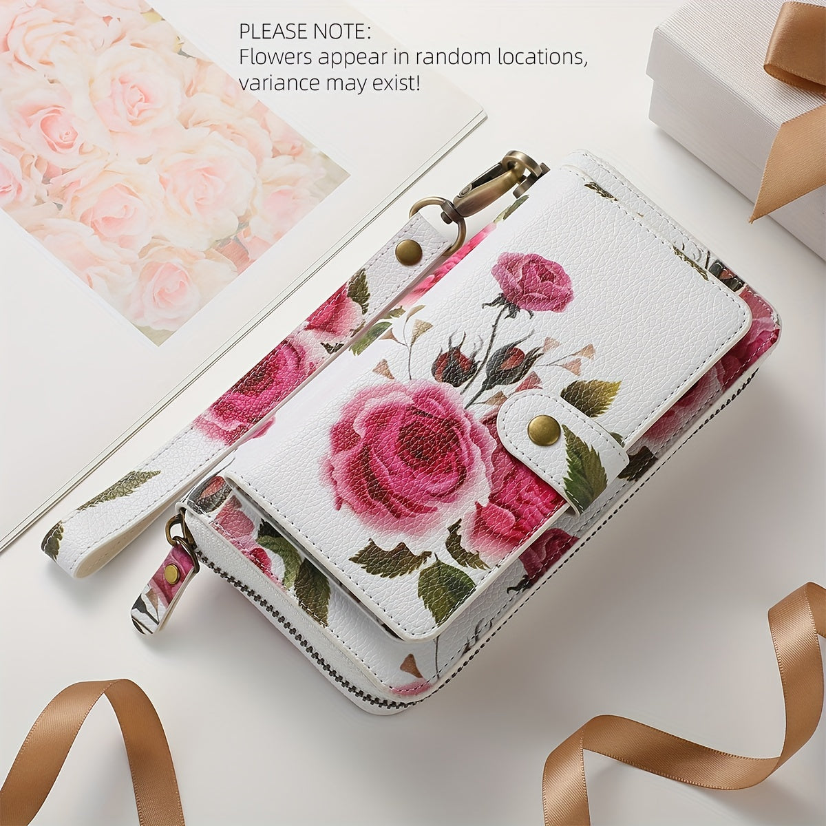Sac à main en cuir PU à motif floral avec fermeture éclair - Topdecheztop.fr