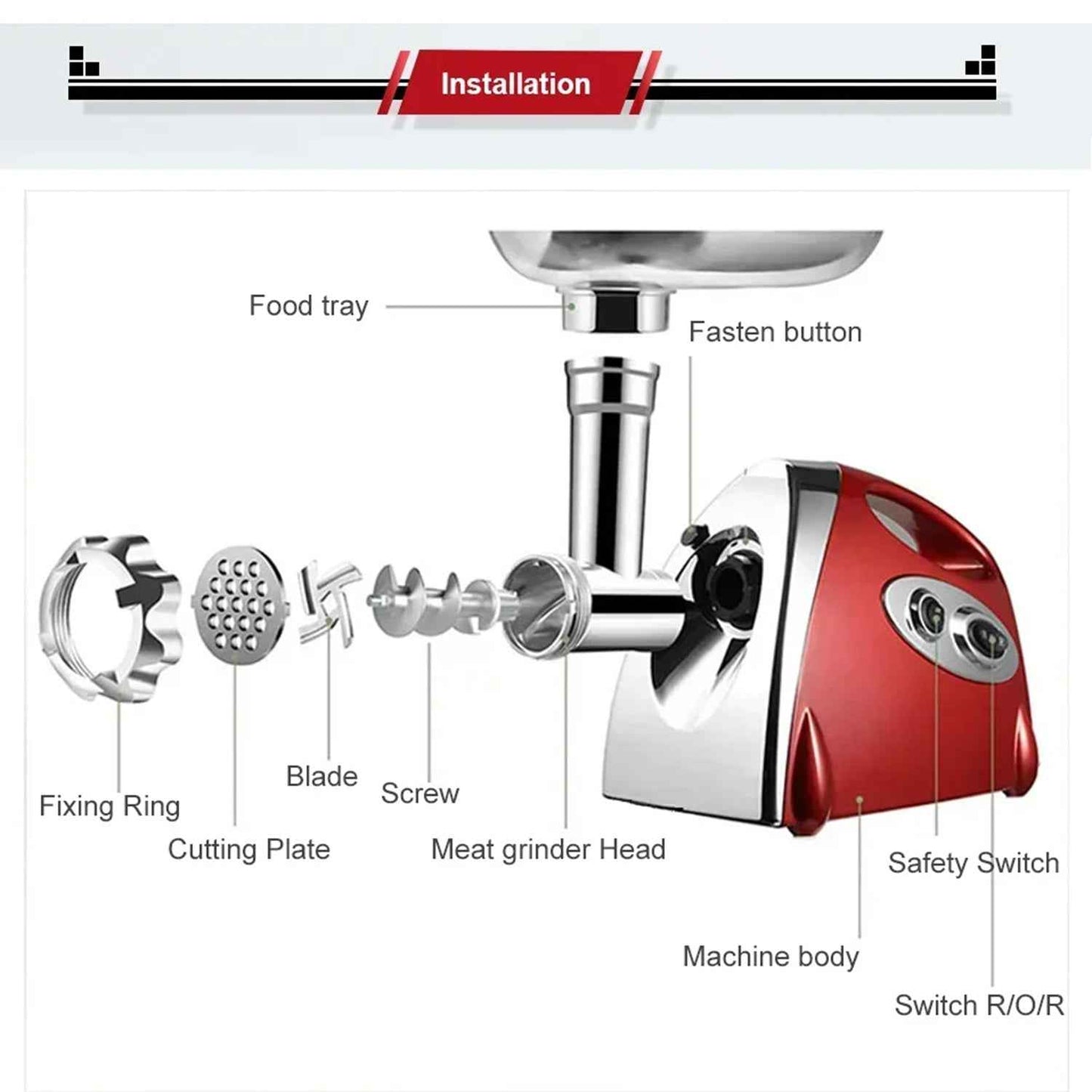 1PC Stainless Steel High Power Electric Meat Grinder, Meat Mincer Machine Household Sausage Maker, Local Warehouse | Powerful Motor, Multi-Plate Grinding, Meat Filler Tool | Russian Italian Sausage Hot Dog Maker