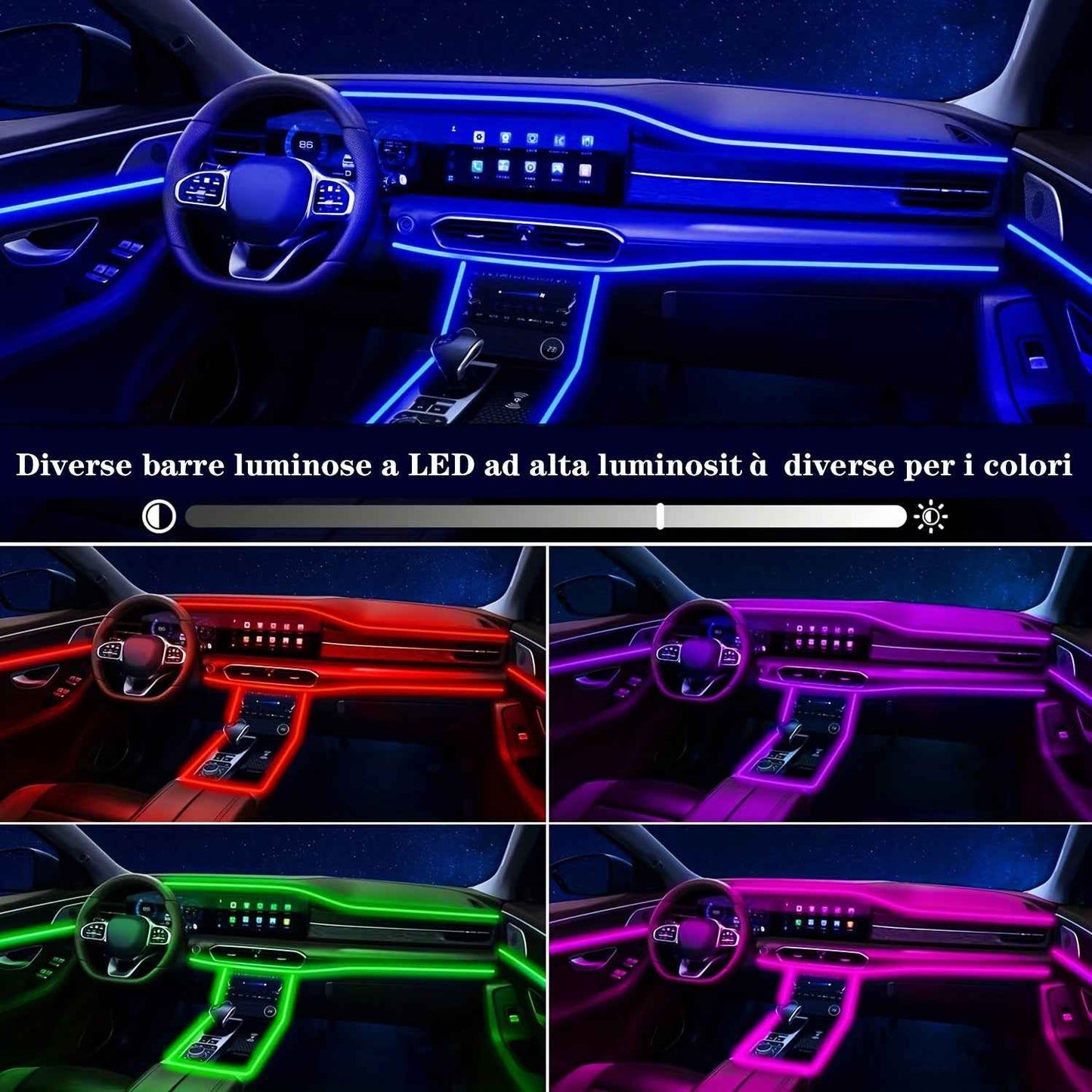 Nouvelles lumières d'ambiance LED RGB 2025 pour voiture avec synchronisation musicale par application