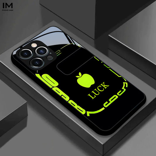 Nouvelle coque en verre avec fond d'écran Pomme porte-bonheur,IPHONE