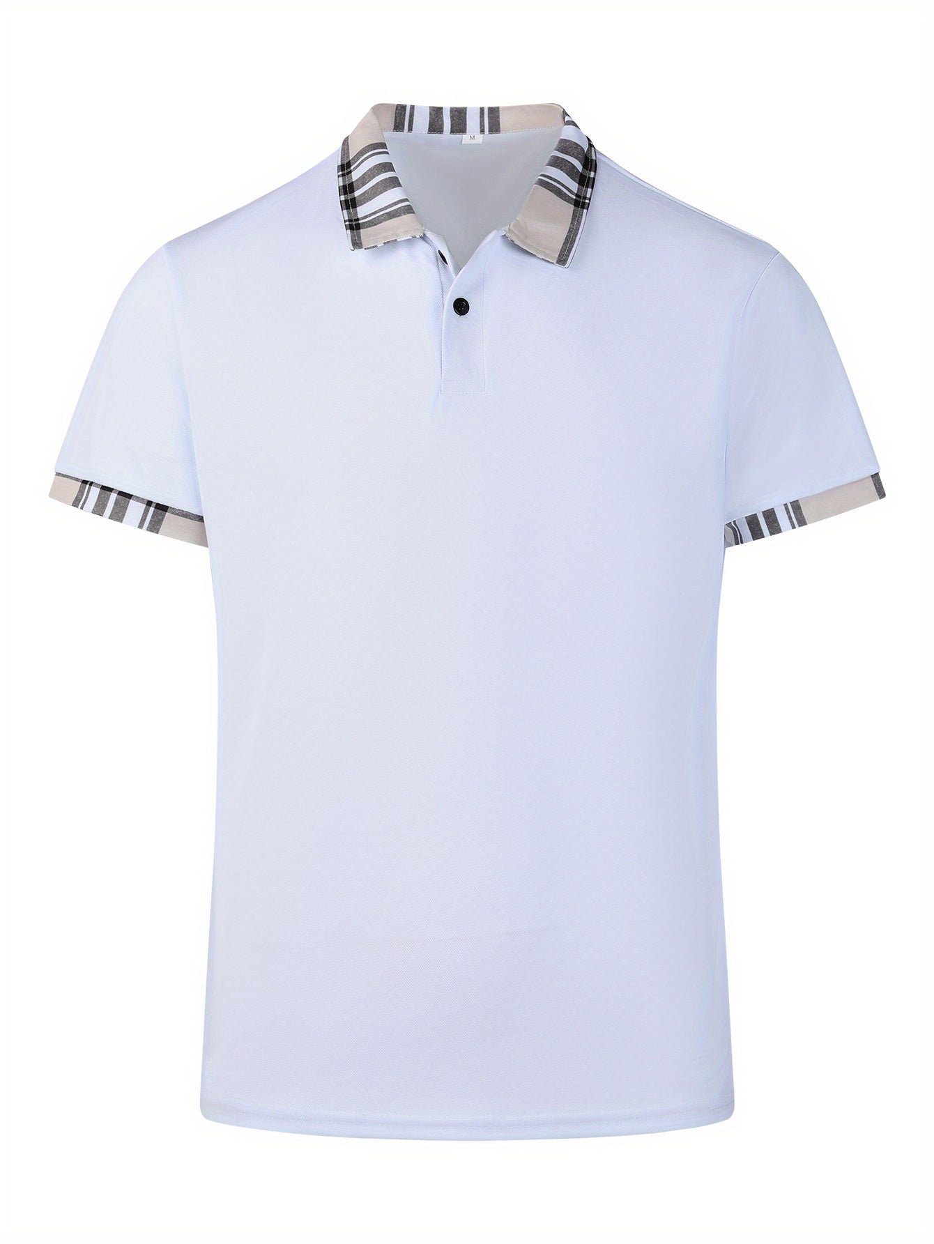 T-shirt à manches courtes, respirant, imprimé à rayures, avec bordure et revers - Topdecheztop.fr