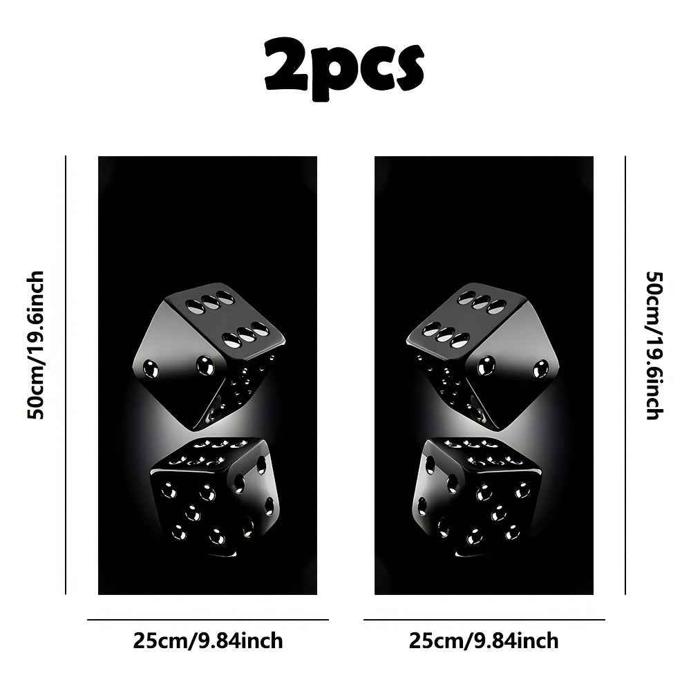 2pcs Black Dice Car Stickers, Vinyl, Matte Finish, Easy to Apply, Residue-Free, Scratch-Resistant & Waterproof, Self-Adhesive, Suitable for Plastic and Metal Surfaces, Automotive Decoration, Glass Surface Decor