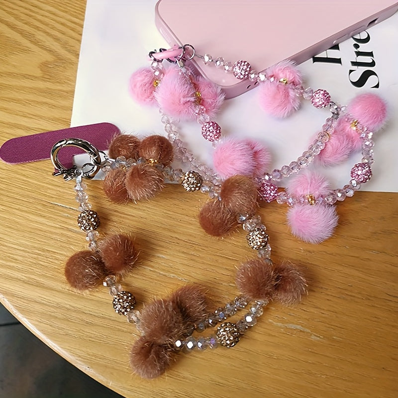 Bracelet en perles de cristal et diamants, cordon pour téléphone portable - Topdecheztop.fr