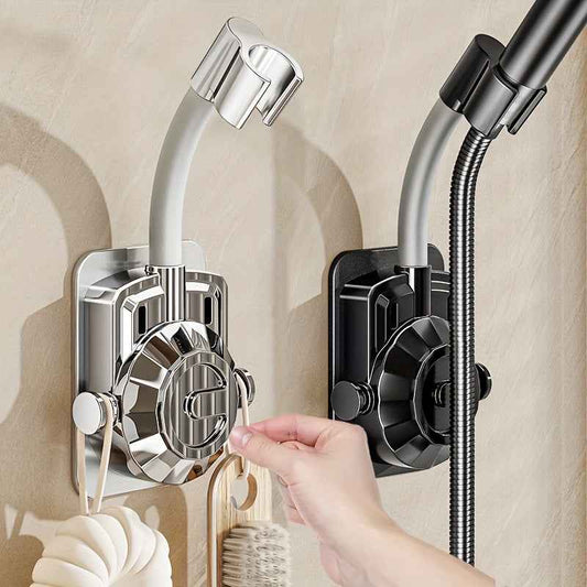 Musurjoy Bathroom Shower System Wall Mounted Showerhead Bracket, Adjustable Angle Showerhead Bracket, Silvery-Black-Gray, No Drill Installation, Wall Mount, Father's Day Gift, New Summer Product