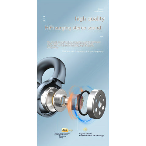 Casque de musique sans fil, contrôle tactile, clip-on, adapté au sport
