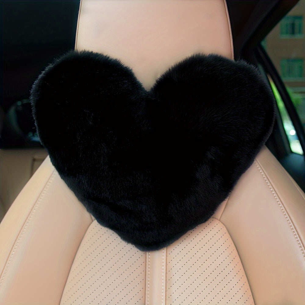 Appuie-tête de voiture (2 pièces), coussin en peluche en forme de cœur