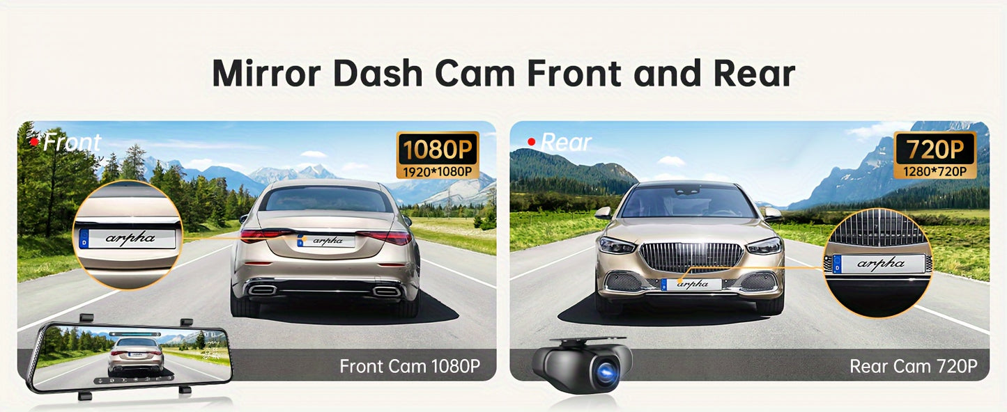 Rétroviseur 10'' à écran tactile complet, double caméra