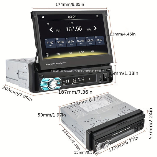 Autoradio PODOFO CarPlay sans fil simple DIN avec écran tactile HD