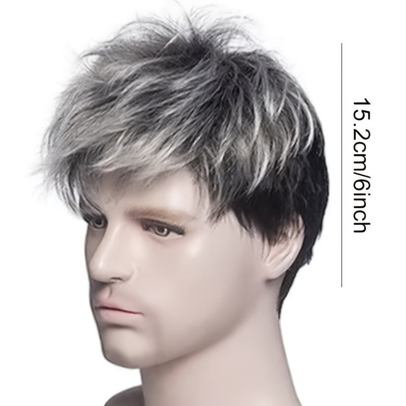 Perruque courte bouclée pour homme - Fibre synthétique résistante à la chaleur
