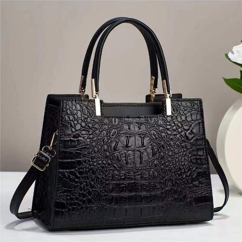 Sac à main décontracté à motif crocodile pour femme, grande capacité