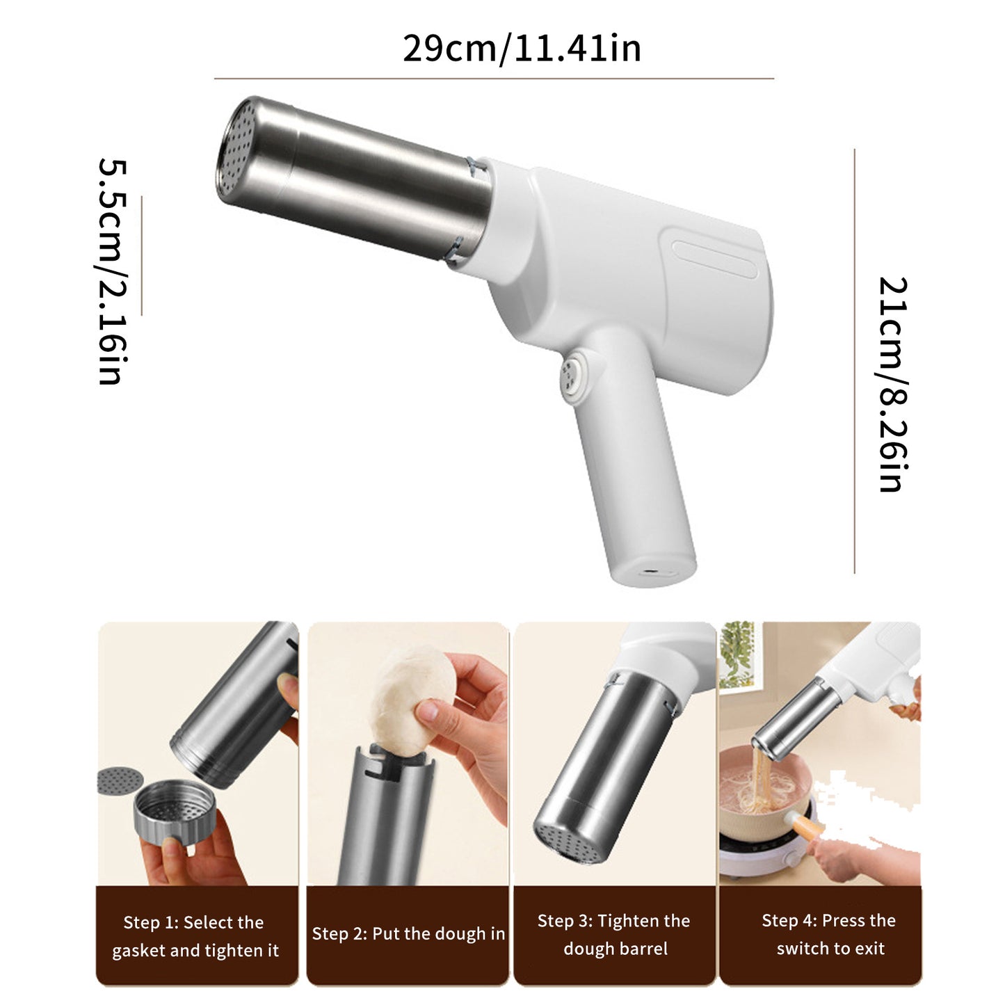 Presse à nouilles électrique sans fil, chargement USB