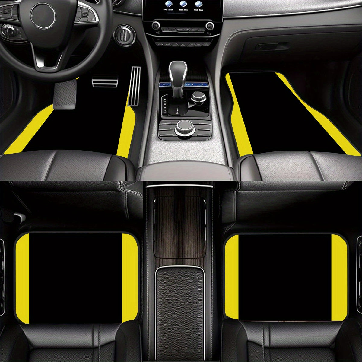 Tapis de sol antidérapants pour voiture, 4 pièces, motif rayé coloré