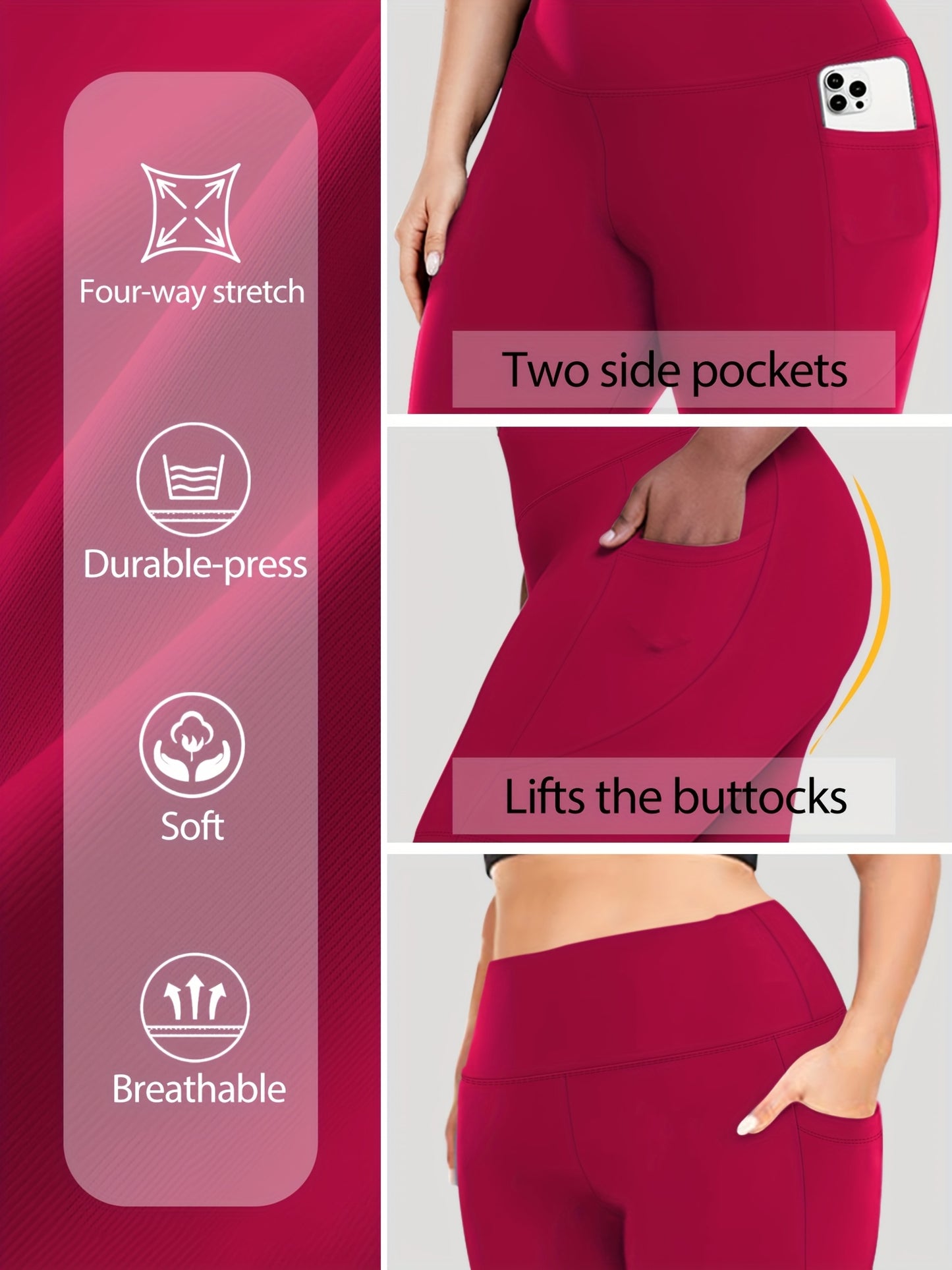Lot de 3 bermudas taille haute avec poches en forme de lune, grande taille - Topdecheztop.fr
