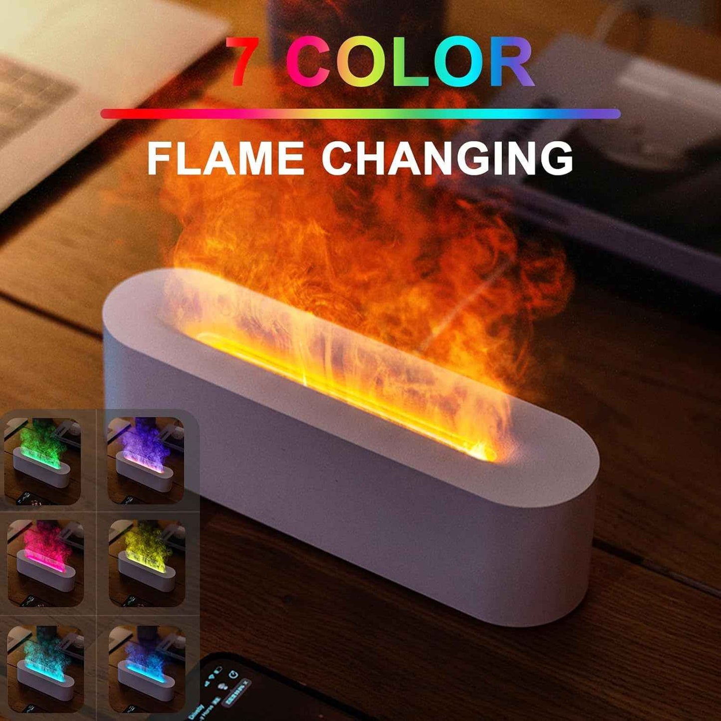 1pc Flame Aroma Diffuser Humidifier, Upgraded 7-Color Flame Essential Oil Diffuser for Home, Bedroom, Office & Yoga Studio with Timer and Auto Shut-off Function, 150ml Capacity