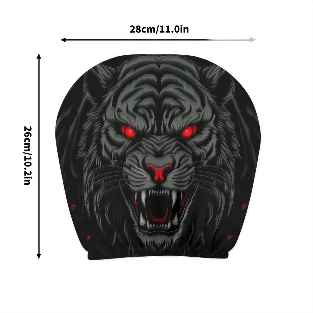 Lot de 2 housses d'appuie-tête de voiture élégantes, motif tigre noir