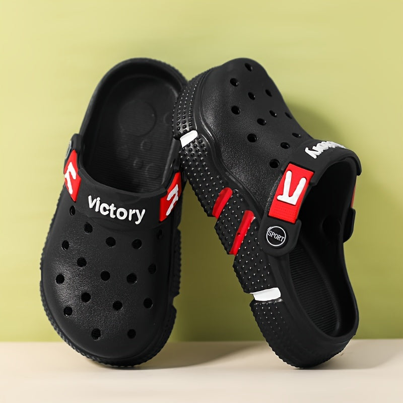 Victory Youngsters' Breathable Clogs - Comfortable, Non-Slip EVA Sandals for Boys & Girls, Durable for Indoor/Outdoor Use, All-Season Footwear in Black, Gray, White, Indoor Outdoor Clogs|Slipon Clogs|Durable Youngsters's Sand - Topdecheztop.fr