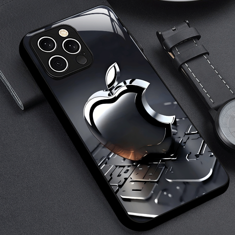 Coque en verre dépoli avec logo Apple